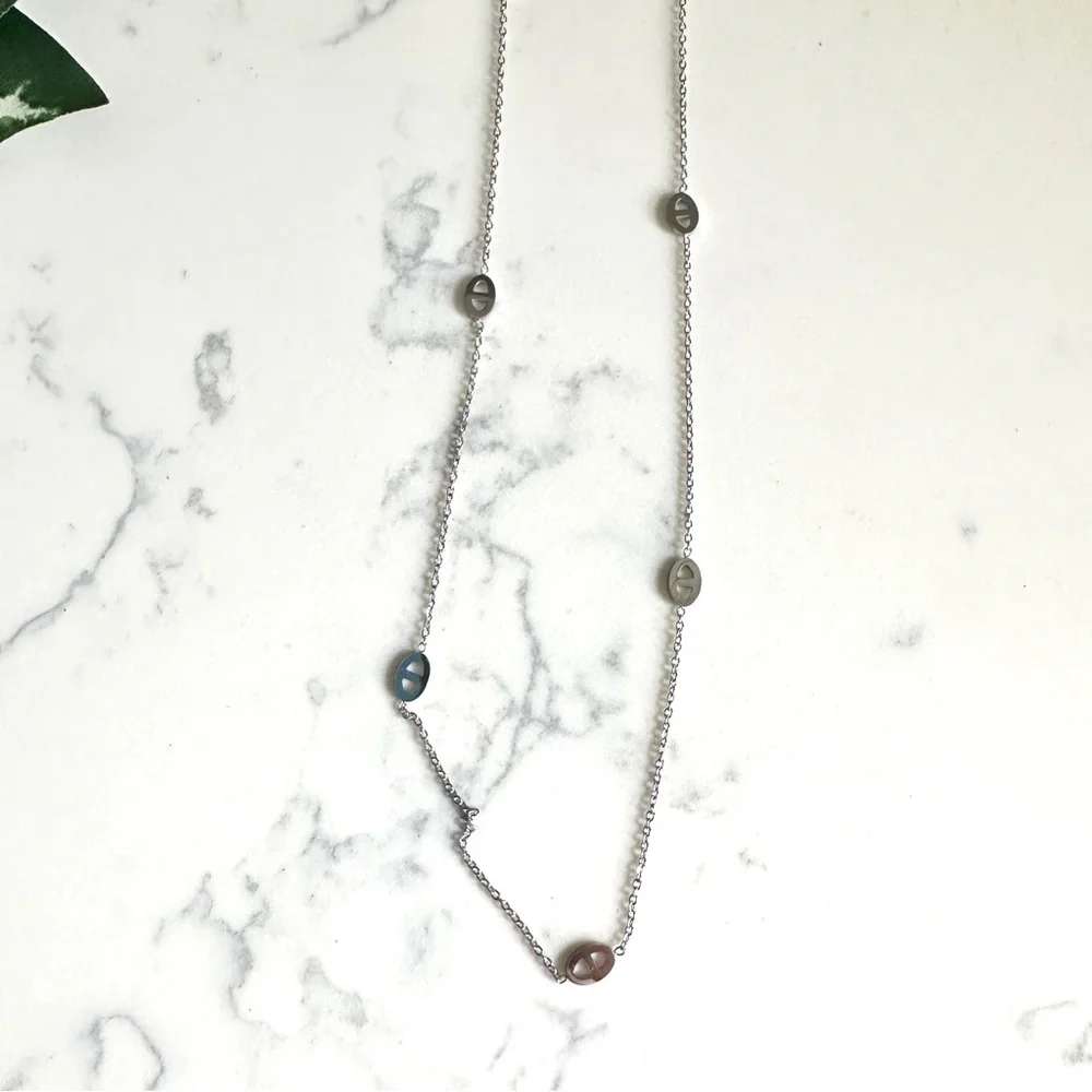 2/$30🌵 Evil Eye Simple Silver Toned Necklace Long Delicate Layer Vtg Style NEW